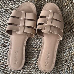 Madewell Women's Beige Leather Slide Sandals